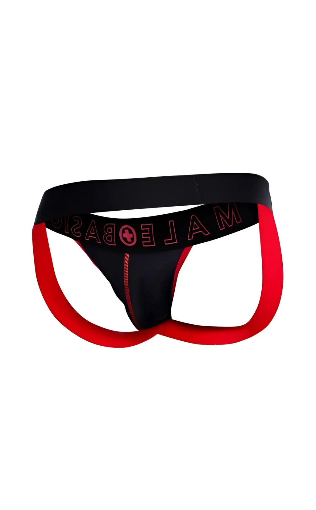 Black and red male briefs with bold design and pink male basic waistband in malebasics neon jock new colors collection