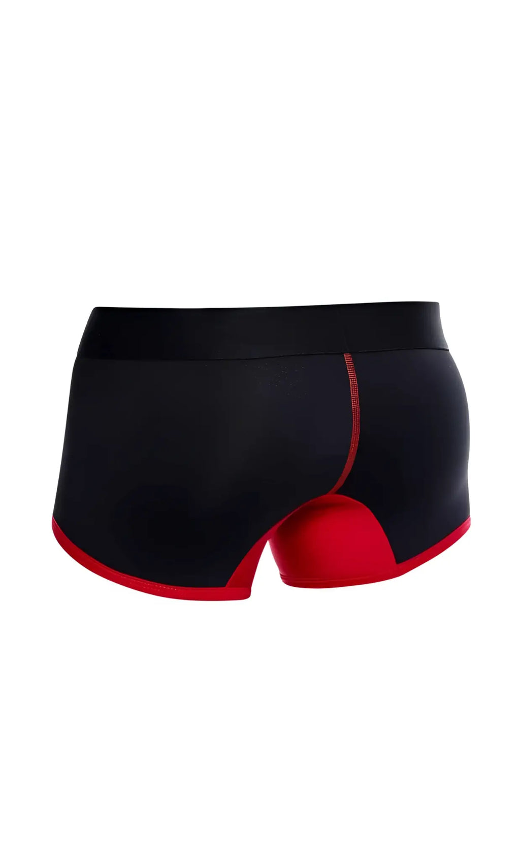 MaleBasics Neon Trunk black and red athletic briefs with sleek form-fitting design for active wear comfort