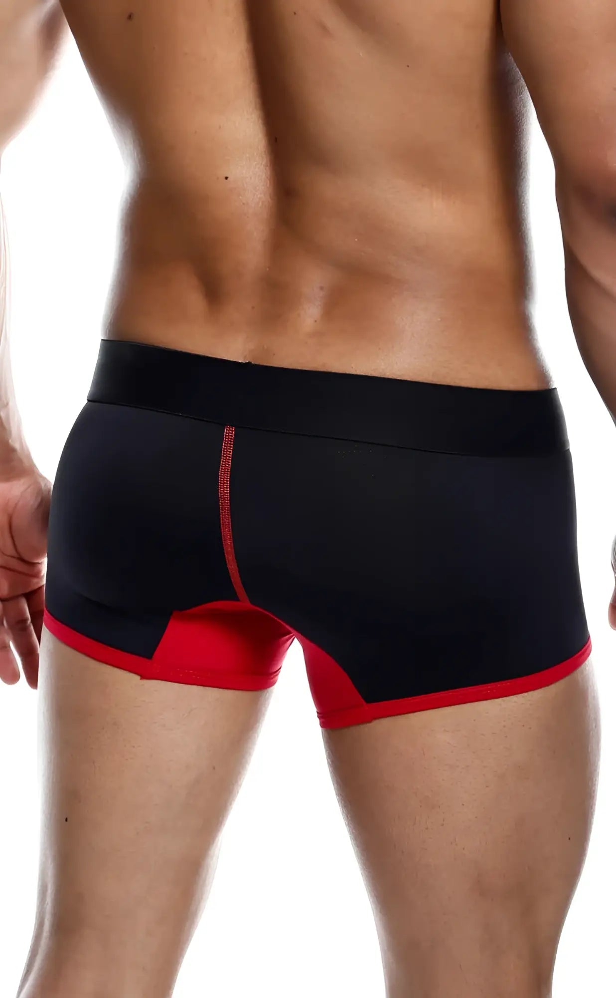 MaleBasics neon trunk black and red athletic briefs with sleek form fitting design for active wear