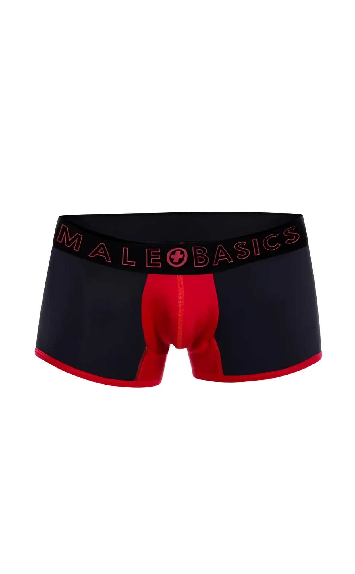 Malebasics neon trunk black and red boxer briefs with bold contrast design in breathable stretch fabric