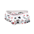 White malebasics new hipster briefs with playful black red and gray poker card symbols and dice pattern