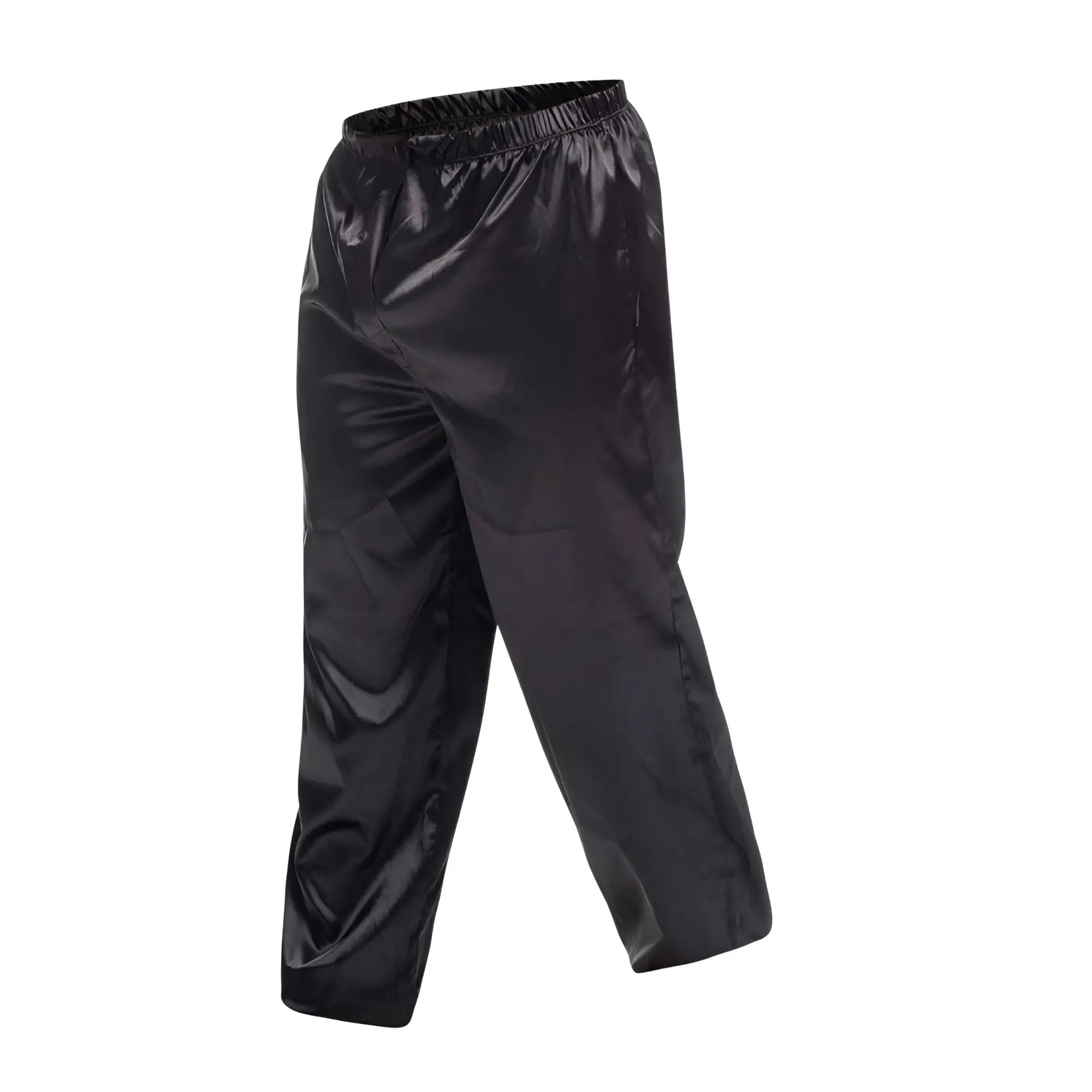 Black satin malebasics pants with elastic waistband for comfortable stylish wear