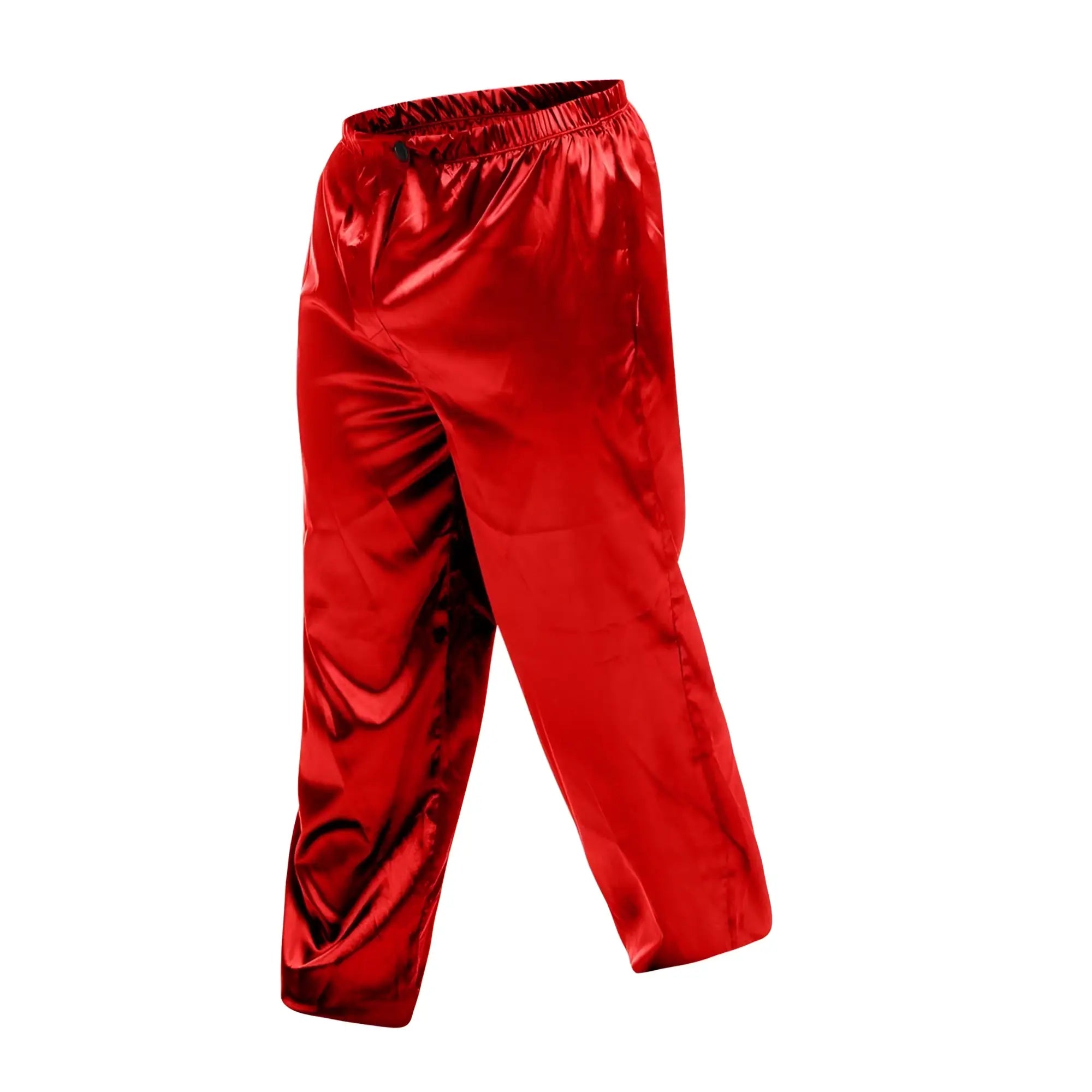 Malebasics pants satin shiny red satin pants with elastic waistband front view