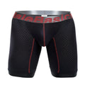 Malebasics performance titanium plusfit athletic boxer black mesh with red stitching and gray waistband logo