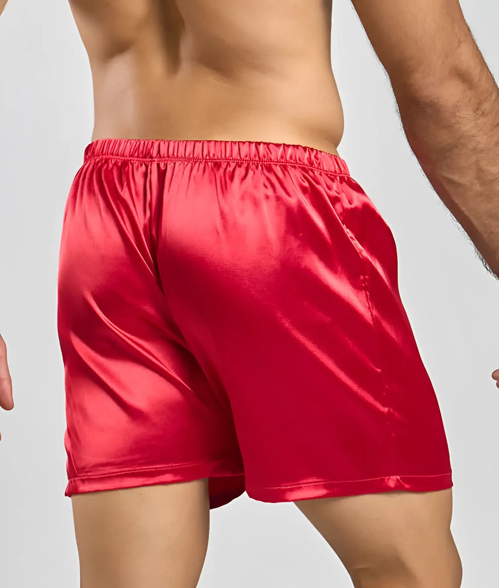 Malebasics shorts satin red satin shorts with elastic waistband designed for comfortable casual wear
