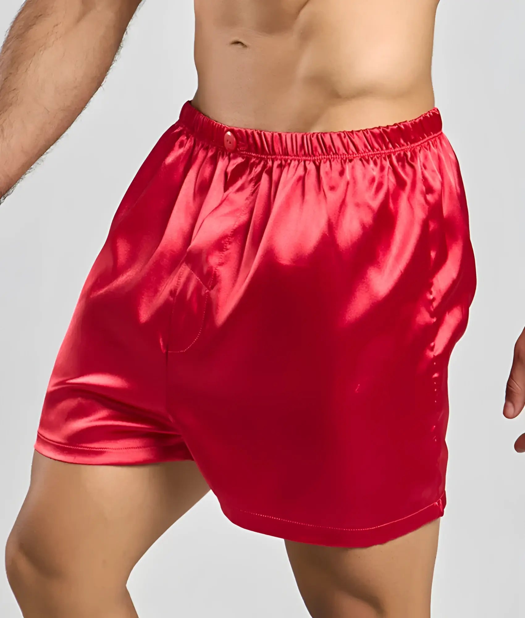 Malebasics shorts satin vibrant red satin boxer shorts with button closure at the waistband for comfortable wear