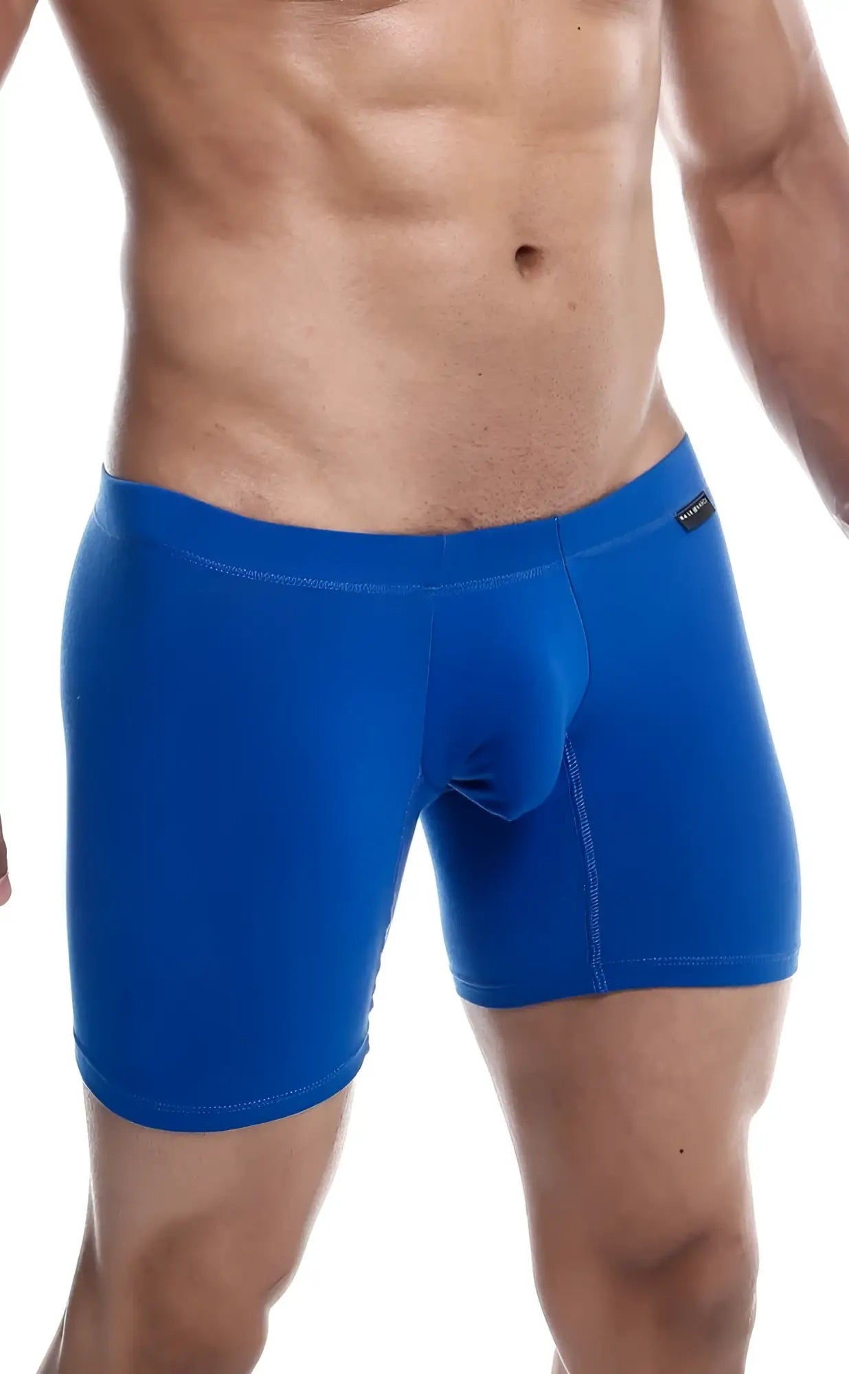 Bright blue maleBasics silver boxer briefs with smooth stretchy fabric and contoured design for comfortable fit
