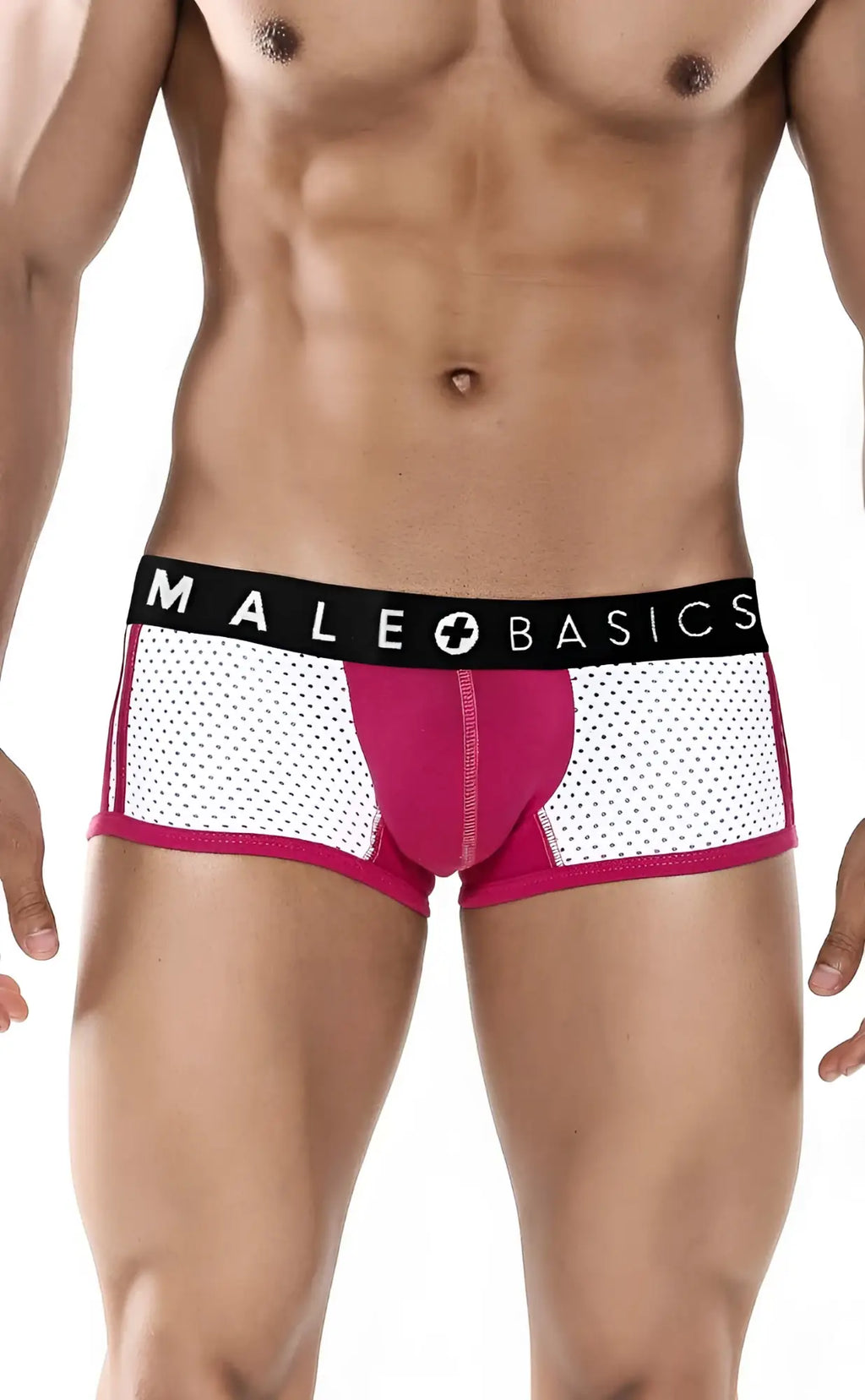 Magenta and white mesh briefs with black male basics waistband malebasics spot new sexier trunk pink