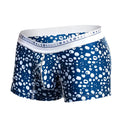 Malebasics trunk hipster paros blue and white patterned men’s boxer briefs with branded elastic waistband
