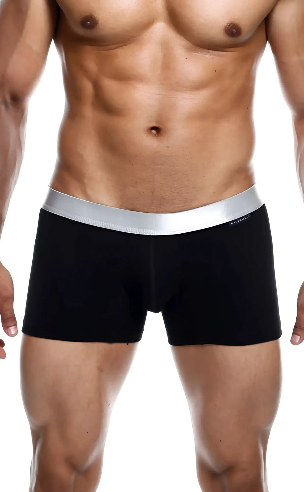 Black malebasics trunk pima briefs with silver waistband made from soft pima cotton for everyday comfort