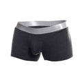 Dark gray heathered men’s pima cotton boxer briefs with a silver waistband from male basics trunk pima collection