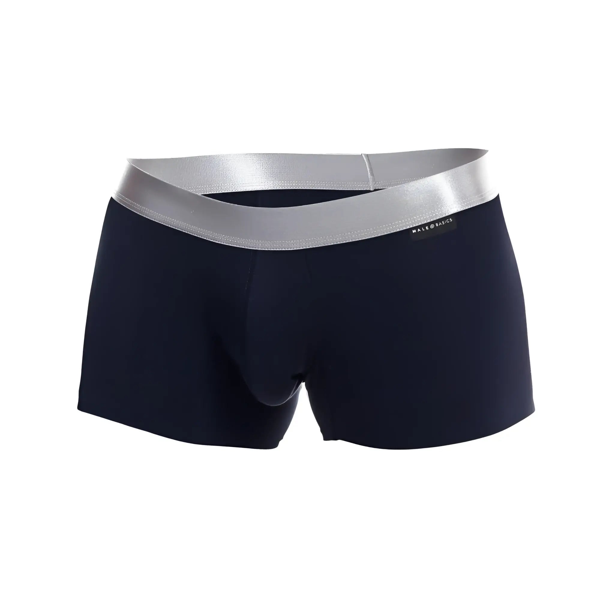 Navy blue men’s briefs with silver elastic waistband made from soft pima cotton by male basics trunk pima