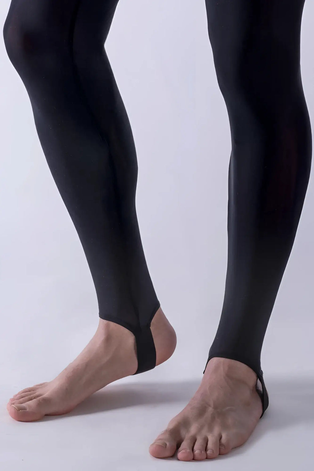 Manstore m101 strapped legging pants black size m made of sleek stretchy material with ankle straps front view