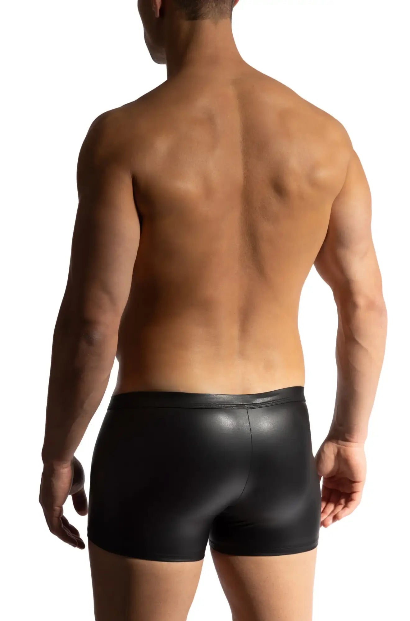 Manstore zipper minipants black glossy faux leather briefs with a sleek form-fitting design for bold style
