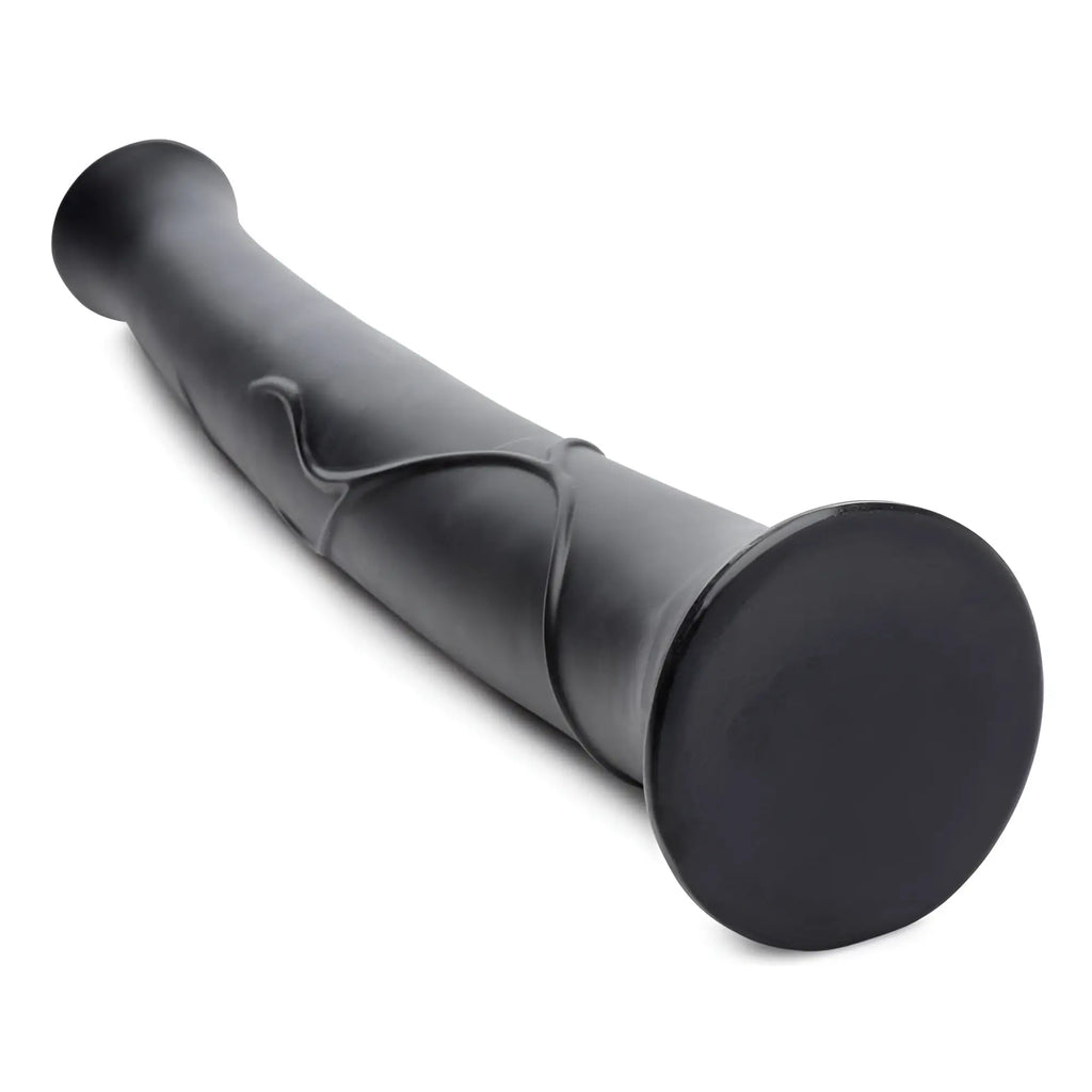 Master Cock Pony Boy 17-inch black horse-style dildo with a wide base and curved, textured shaft on a white background.