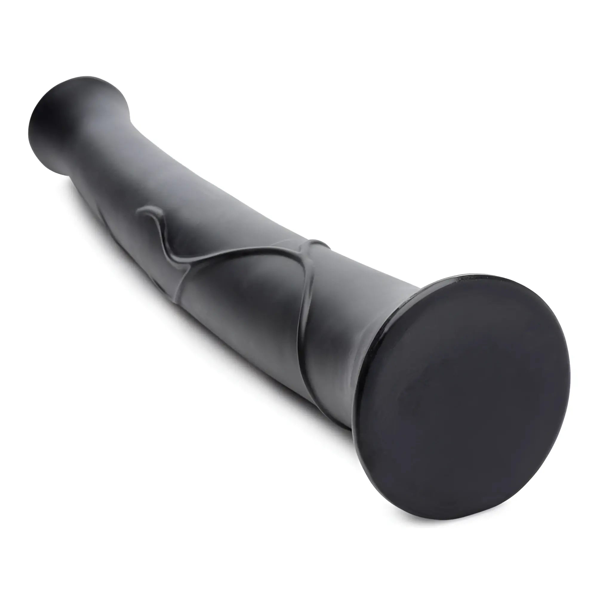 Master Cock Pony Boy 17-inch black horse-style dildo with a wide base and curved, textured shaft on a white background.