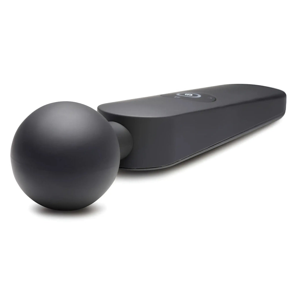 Matte black Master Series 72X silicone heating wand massager with a spherical head, shown at an angle on white.