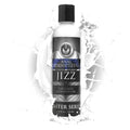 Master Series 8.5oz Jizz Scented Desensitizing Lube in a black and silver bottle with a white liquid splash background.