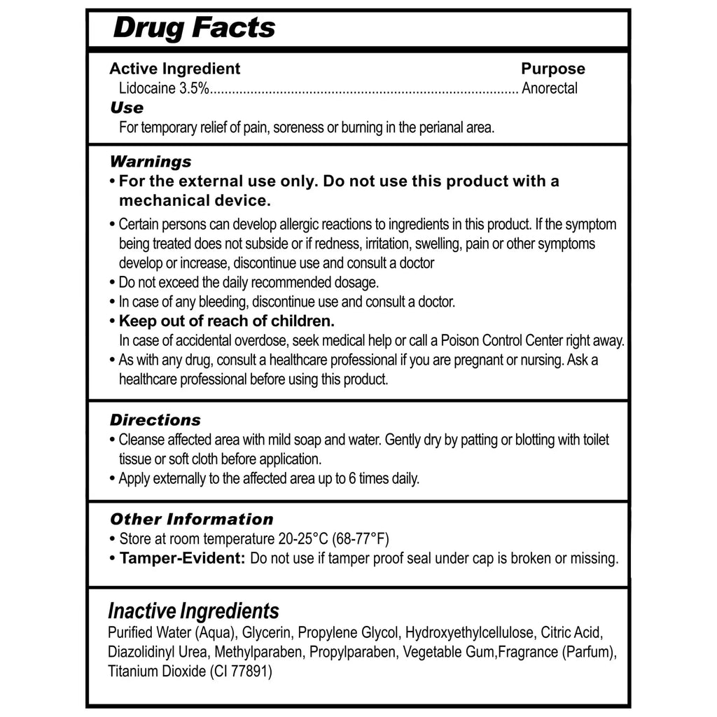 Drug Facts label for Master Series 8.5oz desensitizing lube, showing ingredients, usage instructions, and safety warnings.