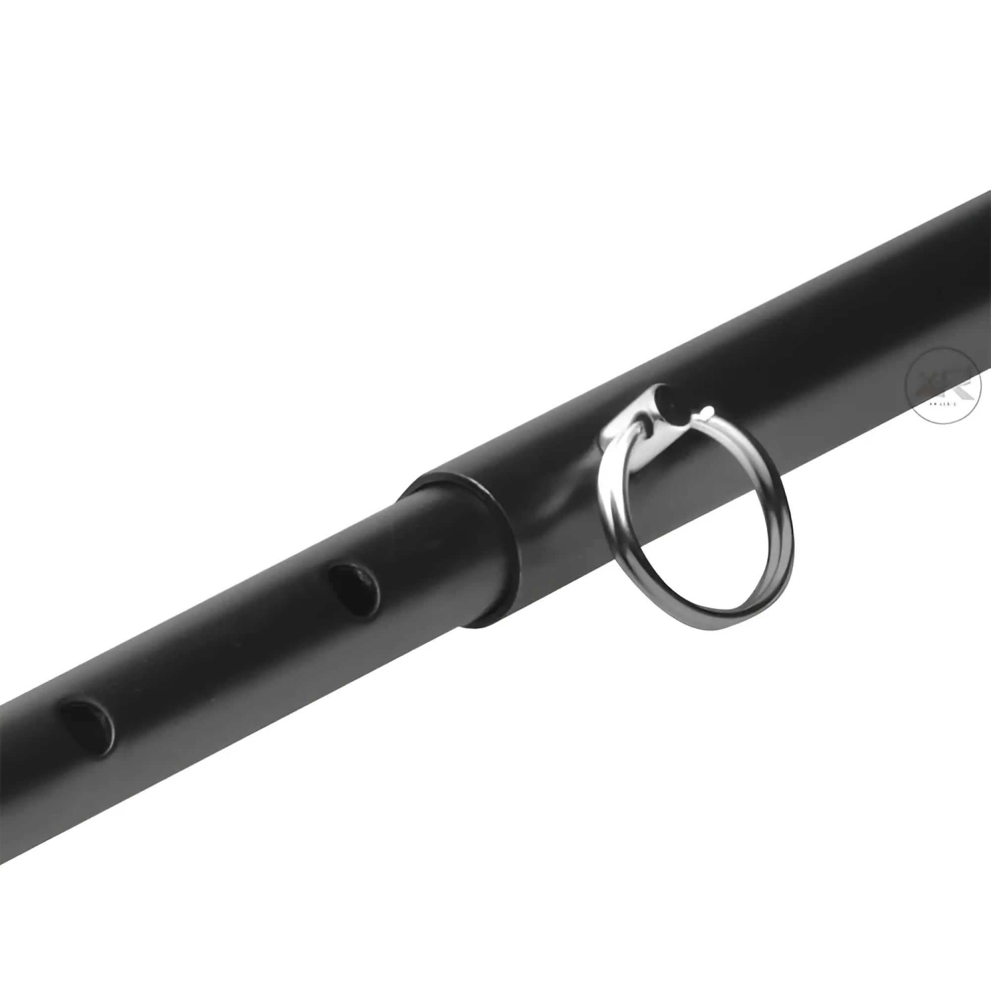 Master Series black steel spreader bar, featuring an adjustable metal rod with holes and a silver O-ring attachment.