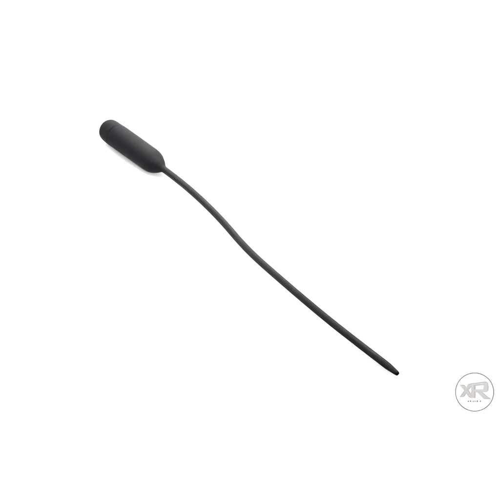 Master Series Cadence Extreme vibrating urethral sound: a smooth, matte black, long, thin, flexible medical-style probe.