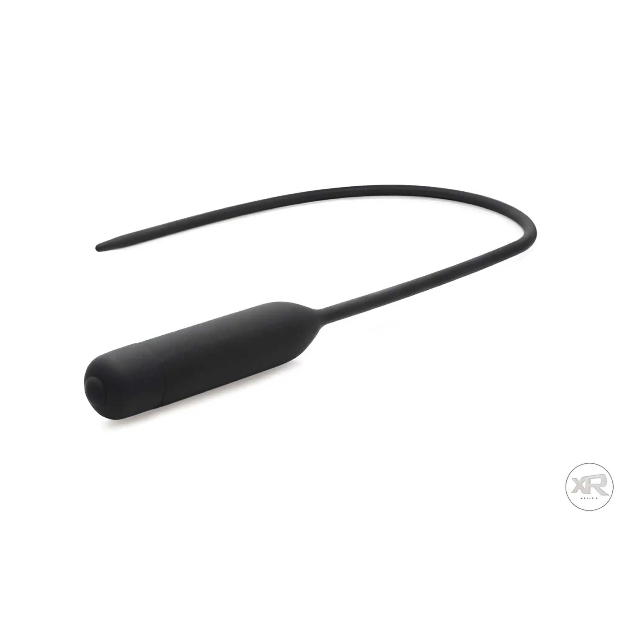 Master Series Cadence Extreme vibrating urethral sound: a matte black, slender, curved probe with a thick base.