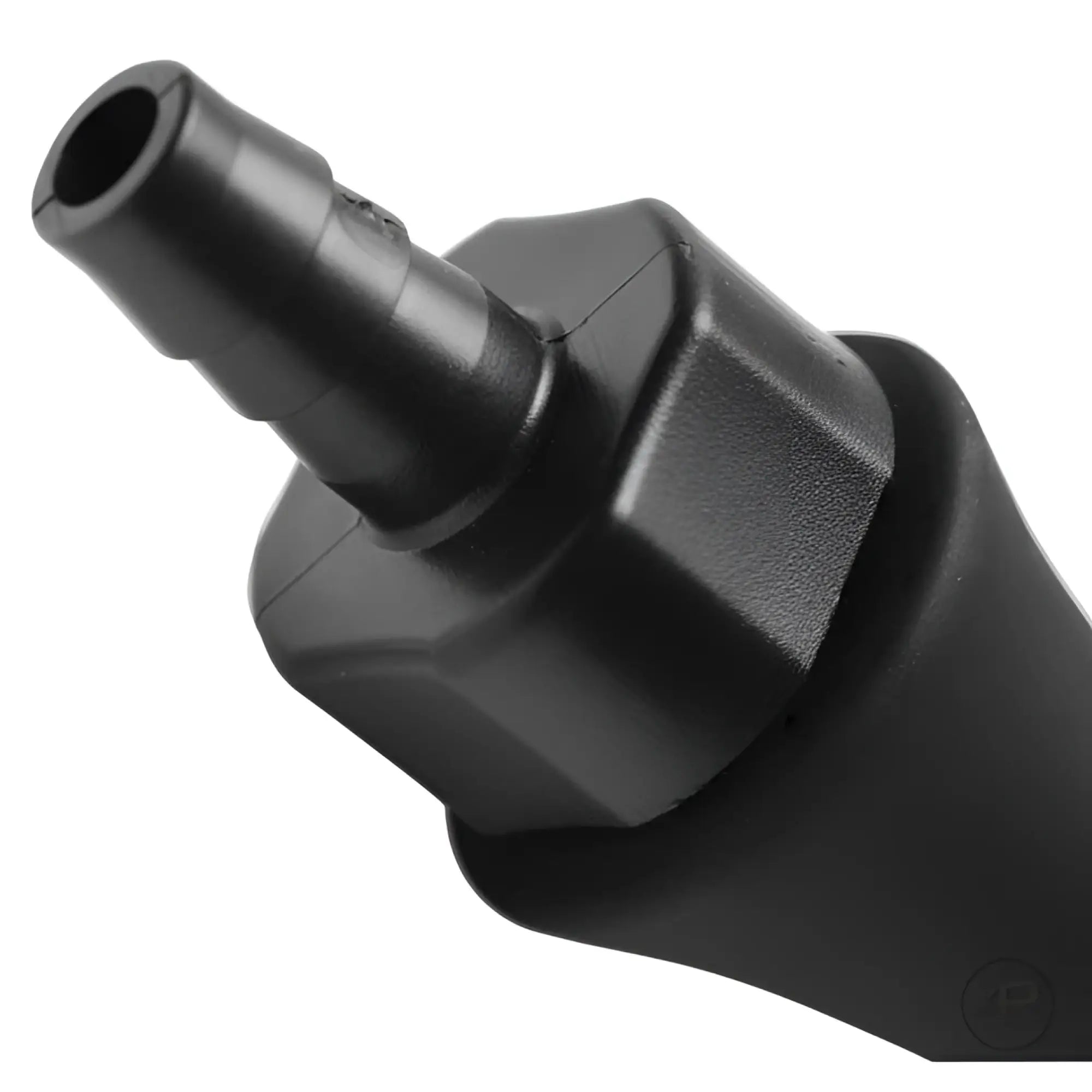 Master Series Canal black silicone enema attachment with a tapered tip, shown in a close-up studio shot.