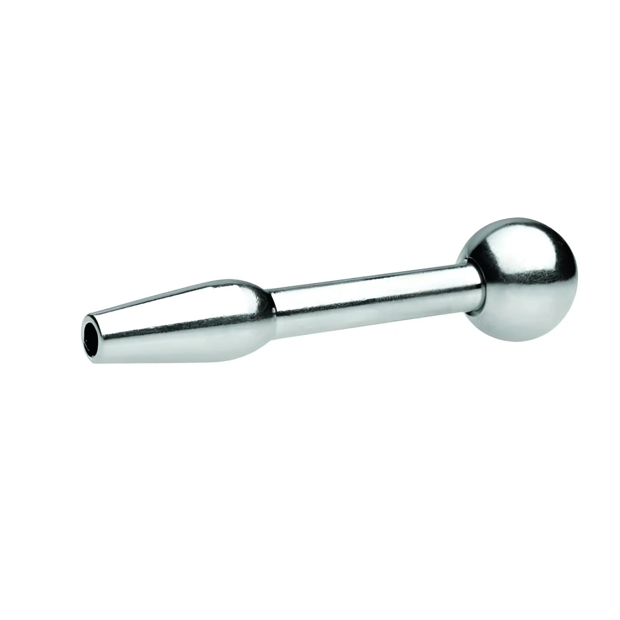 Master Series Chasm stainless steel urethral insert with a tapered, hollow-tip design and a round ball base.
