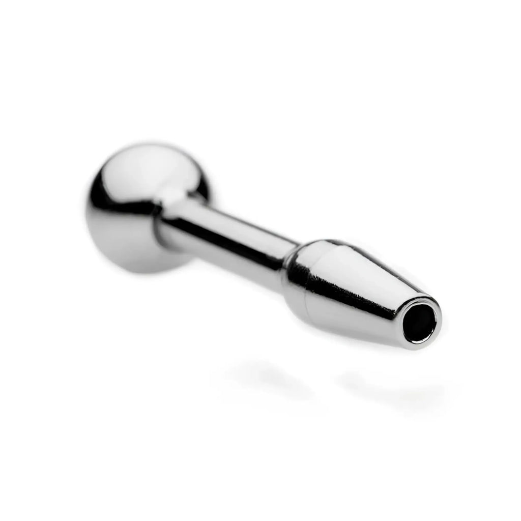 Master Series Chasm stainless steel urethral insert with a smooth, silver-toned, hollow-tipped design.