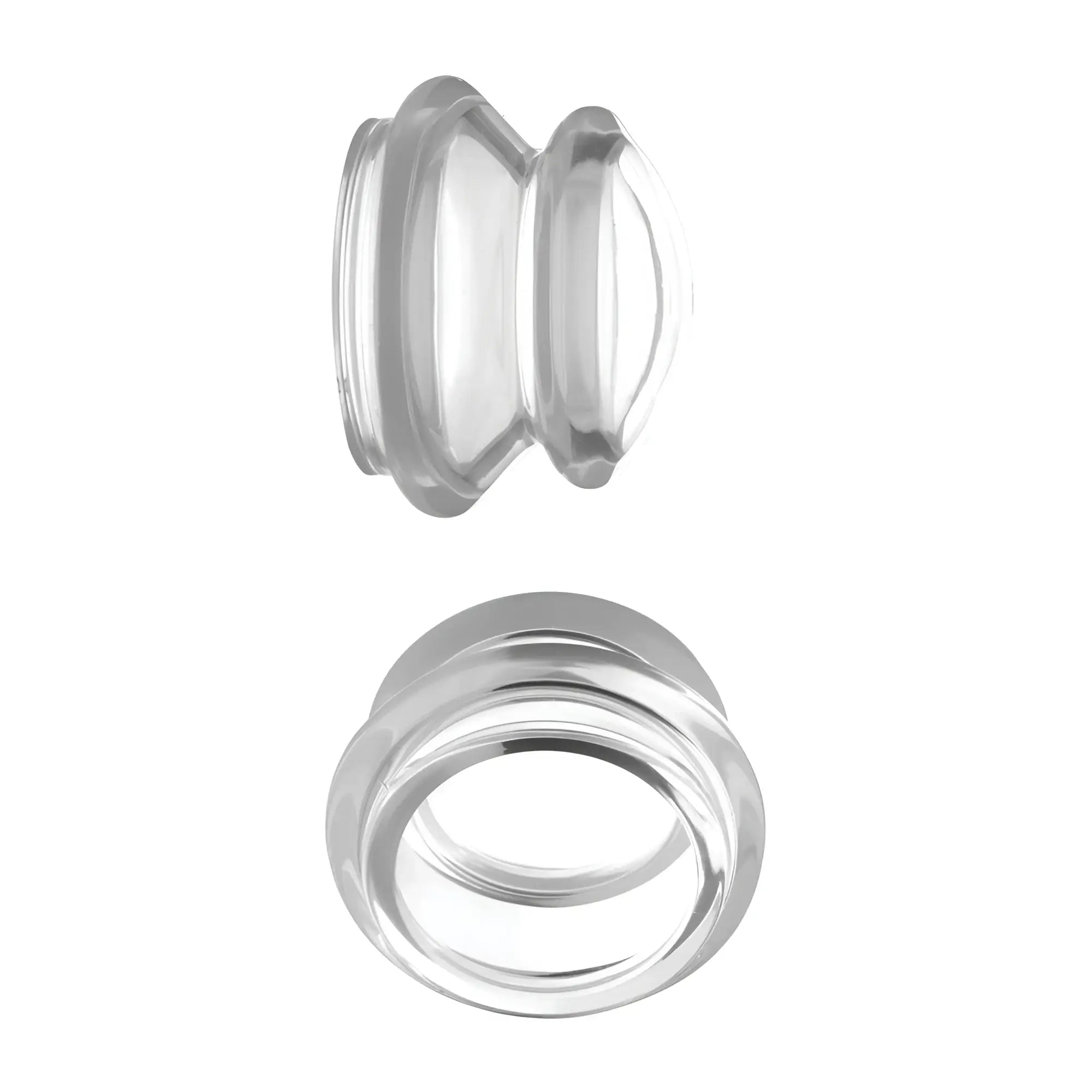 Master Series Clear Silicone Nipple Suckers shown in side and front profiles, featuring a transparent, suction-cup design.
