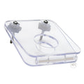 Master Series Cock and Ball Crusher Board: clear, hinged acrylic board with two metal tightening knobs and a center hole.