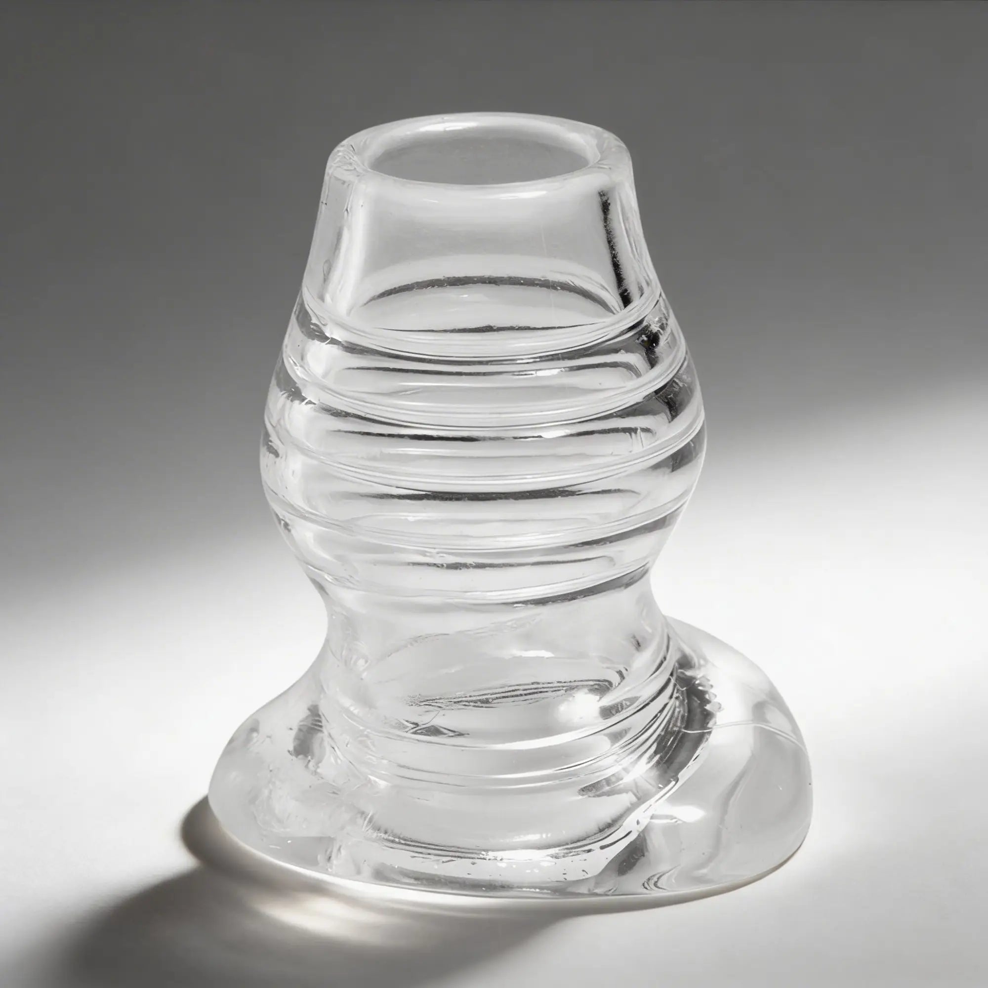Master Series The Cock Dock: A clear, hollow, ribbed silicone butt plug with a wide, flat base.