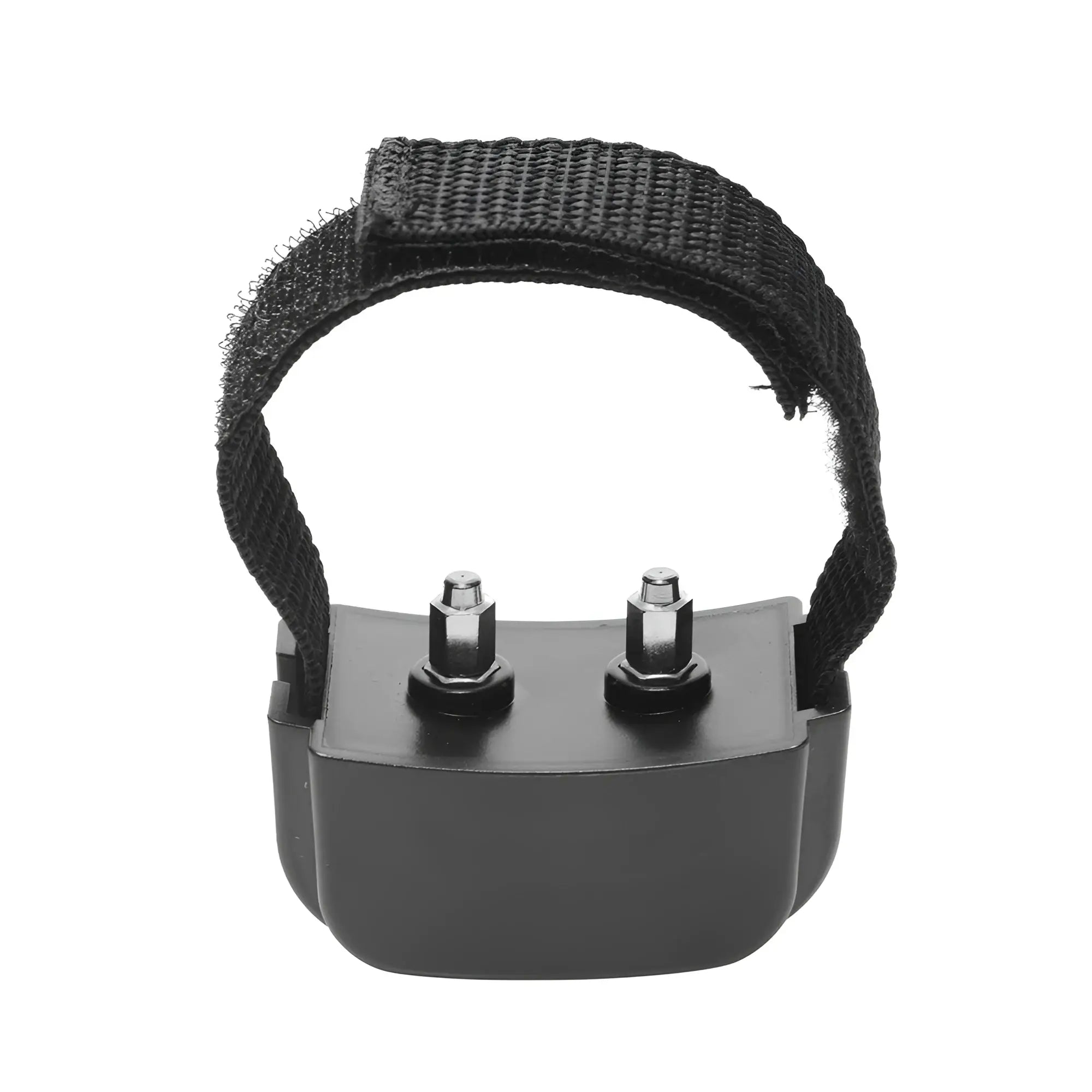 Master Series Cock Shock CBT ring featuring a black base, two metal contact points, and an adjustable nylon strap.