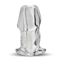 Master Series Dicked Clear Hollow Anal Plug: A transparent, phallic-shaped silicone plug with a flanged base.
