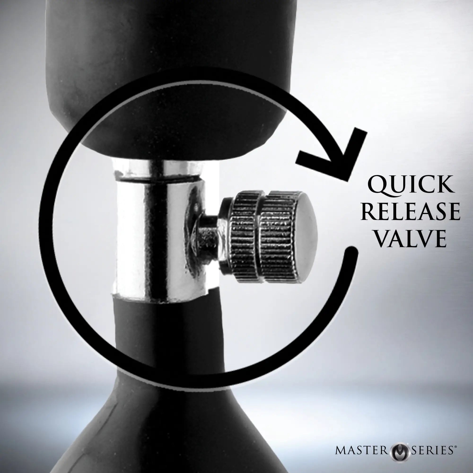 Master Series Expander inflatable plug, focusing on the silver, textured metal quick-release valve.