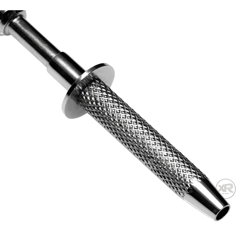 Master Series Extreme Sensation Claw Clamps: A silver-toned metal tool with a textured, knurled grip and flared guard.