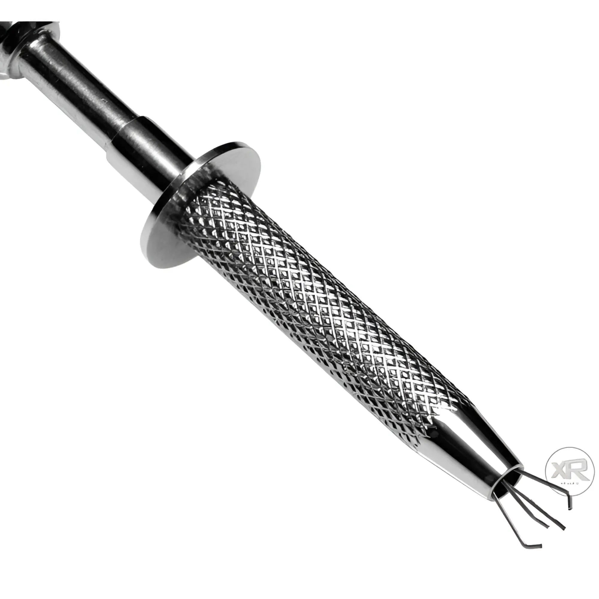 Master Series Extreme Sensation Claw Clamps: A silver, textured metal tool with a four-pronged claw tip.