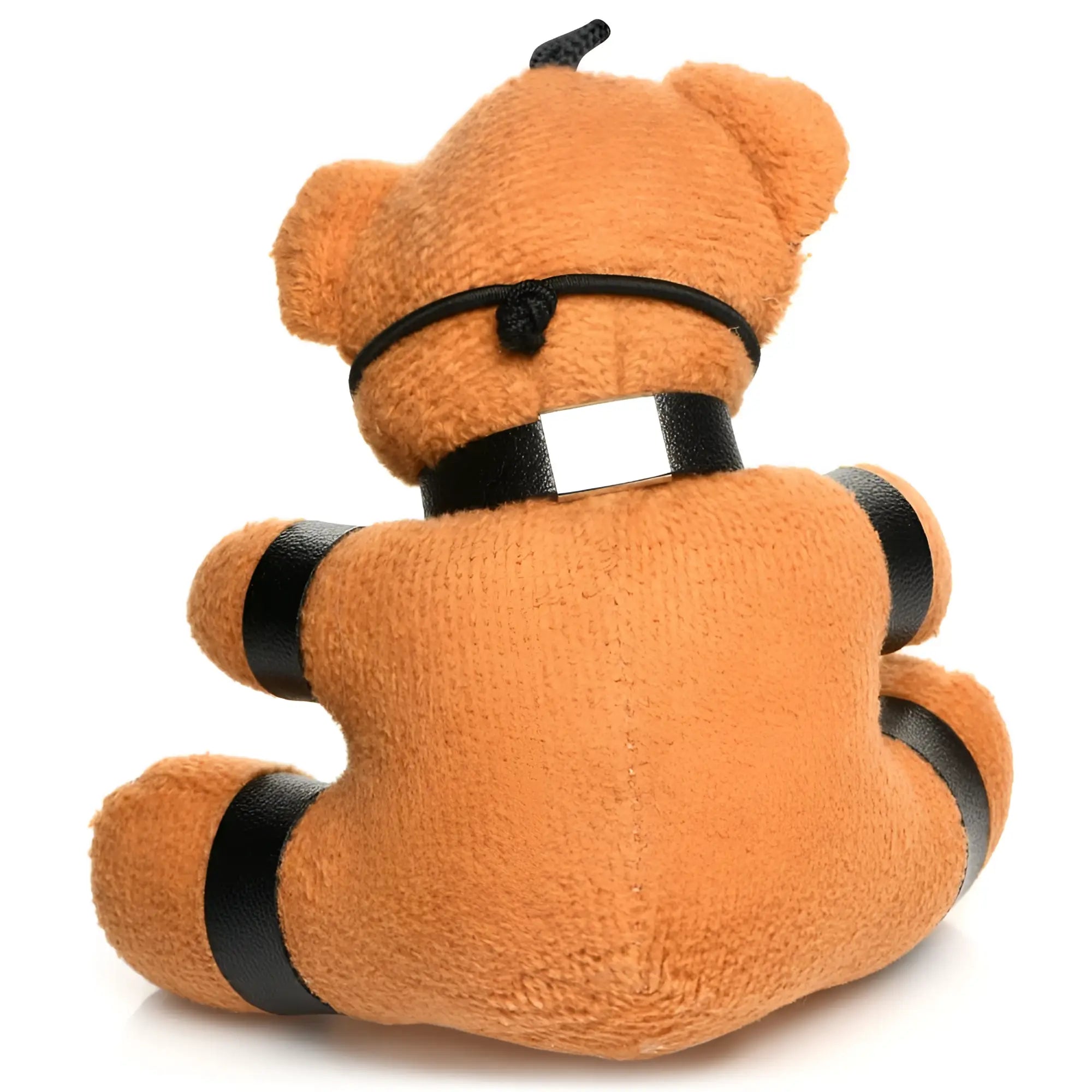 Master Series Gagged Teddy Bear keychain: brown plush bear with black leather-style collar, arm, and leg restraints.
