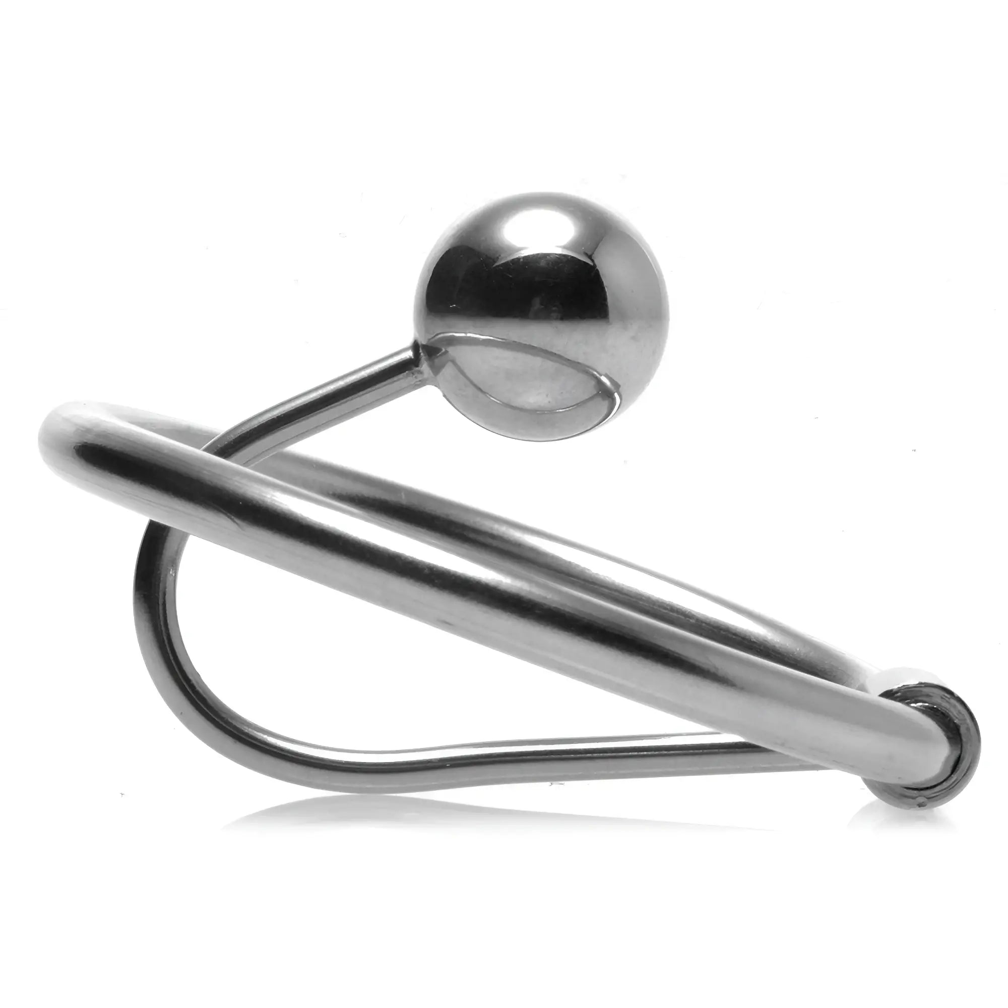 Master Series Halo Urethral Plug with Glans Ring in polished silver-tone stainless steel.