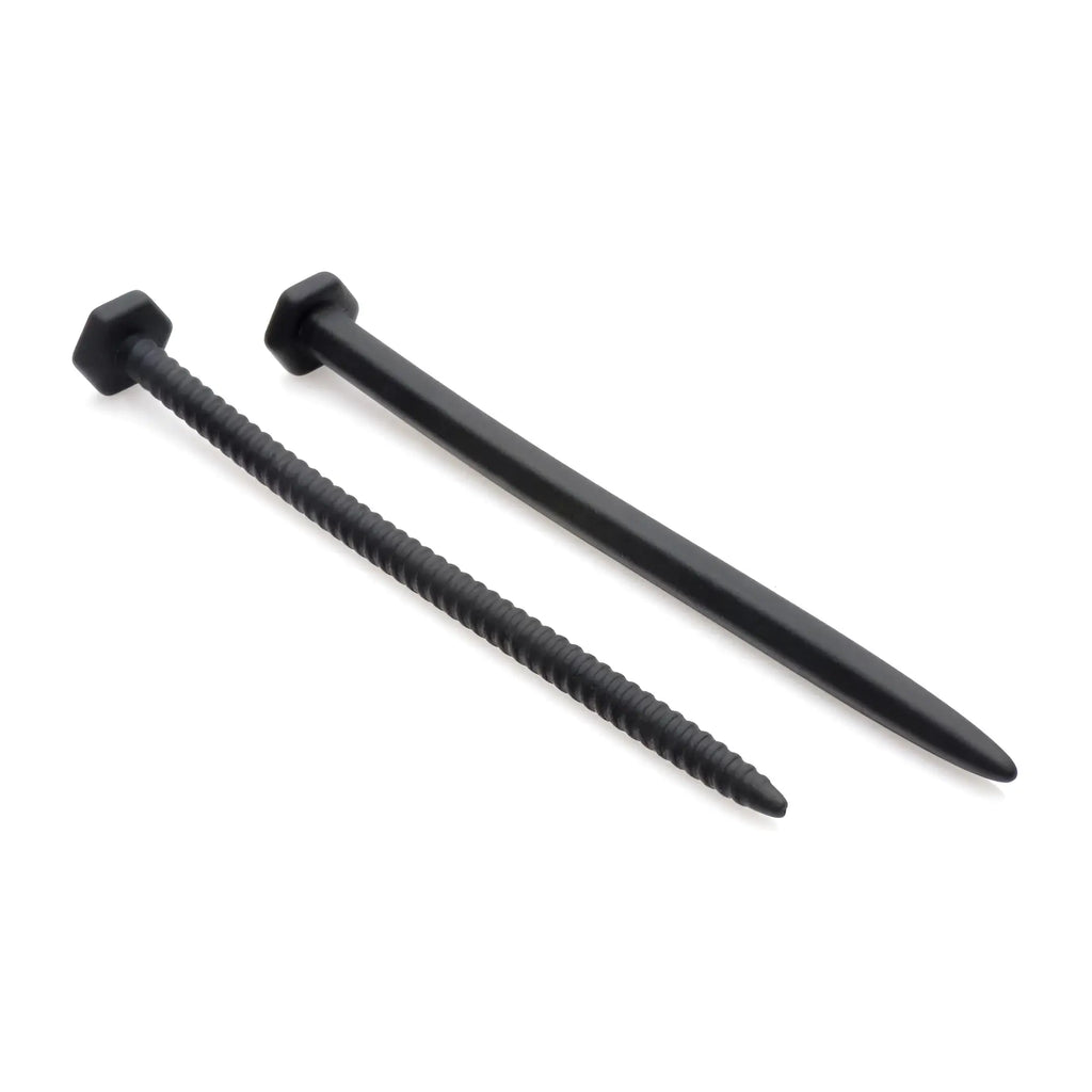 Master Series Hardware matte black silicone nail and screw sound on a white background.