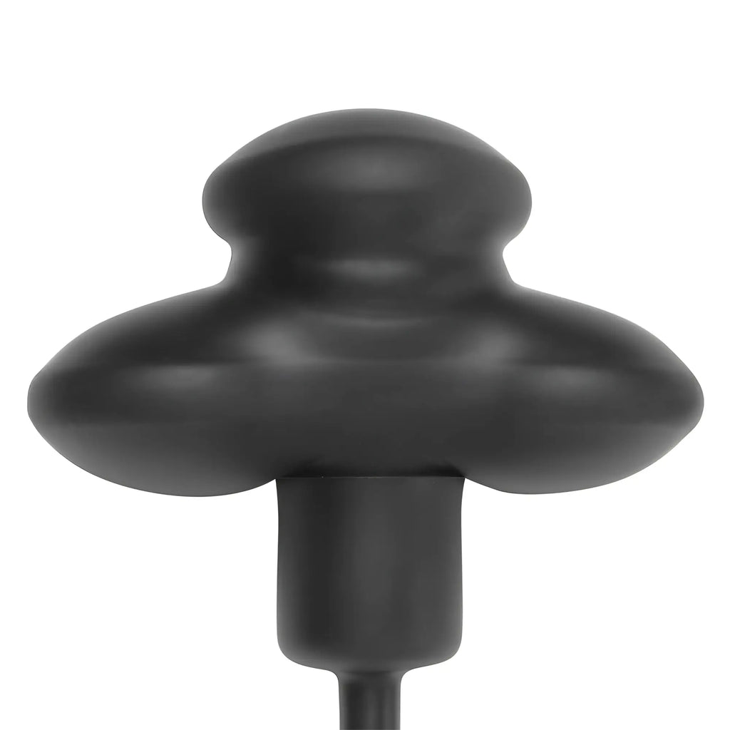 Master Series Inflatable Butterfly Gag in matte black, featuring a smooth, uniquely shaped bulb on a short stem.