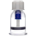 Master Series Intake Ass Sucker Device with a clear cylindrical body, white top cap, and internal blue-and-white pump.