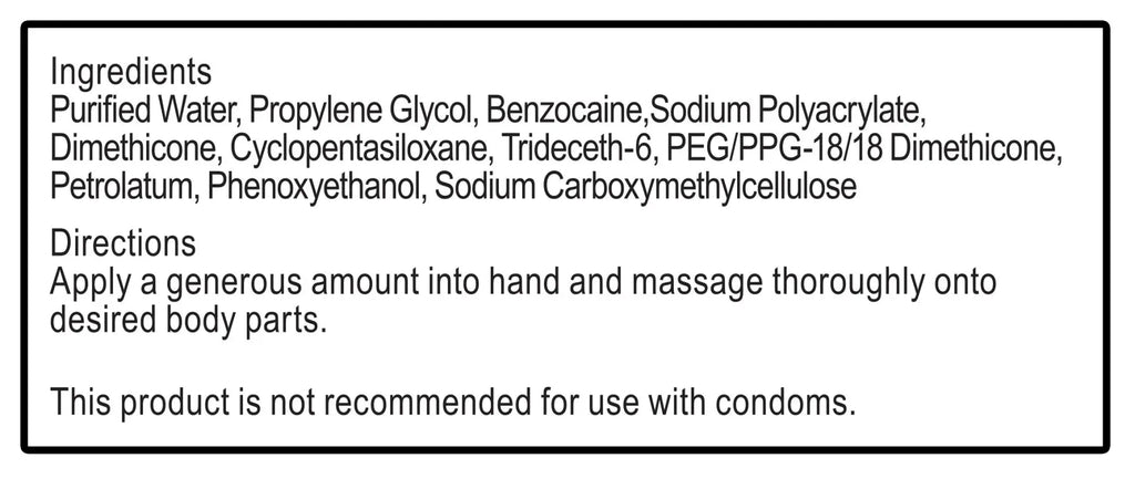 Alt text: Master Series Invade Deep Fisting Cream ingredients and usage instructions in black text on a white background.