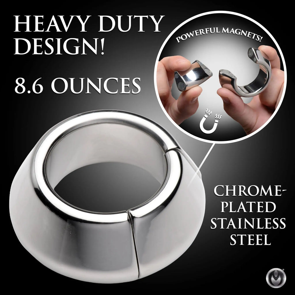 Master Series Magna-Chute: A heavy, chrome-plated stainless steel magnetic ball stretcher with a two-piece design.