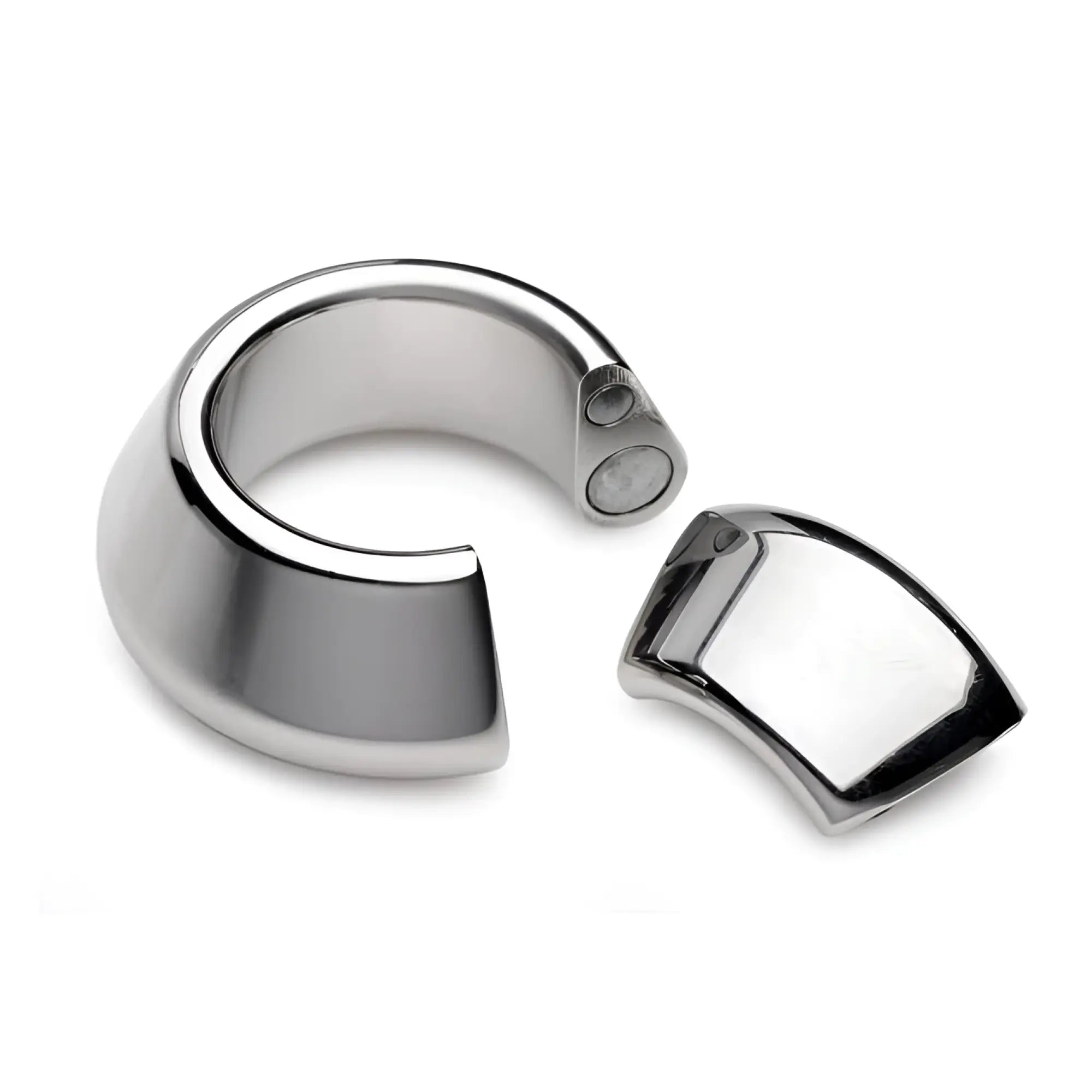 Master Series Magna-Chute magnetic ball stretcher, a polished silver-tone, open-c-shaped ring with a detachable segment.