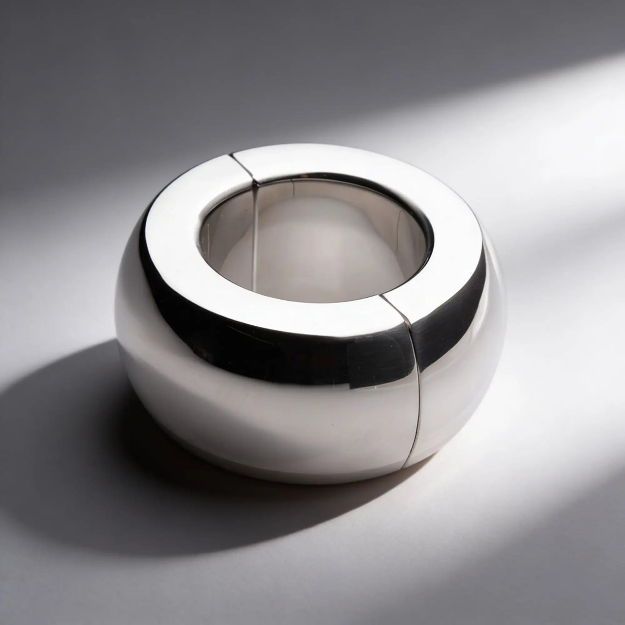 Master Series Magnet Master ball stretcher: a polished, silver-toned stainless steel ring in a sleek, rounded design.