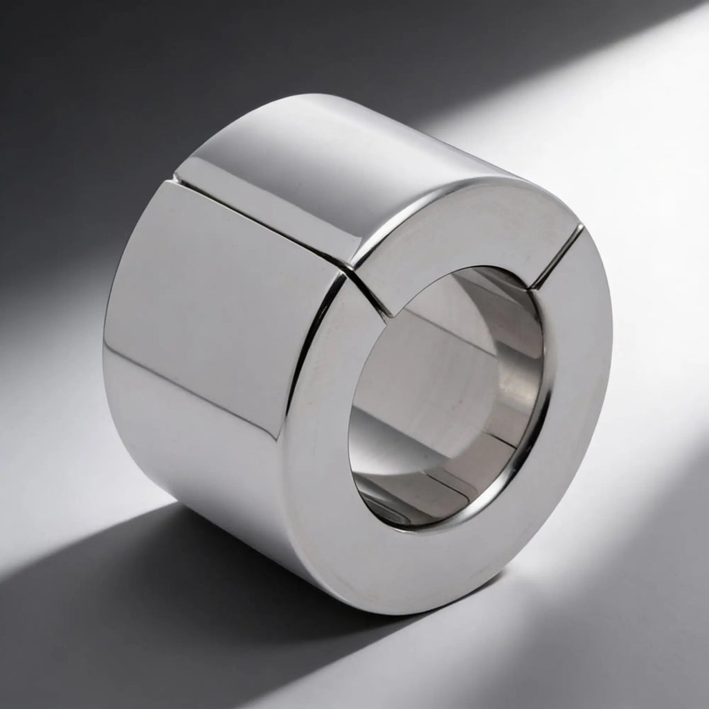 Master Series 30mm magnetic ball stretcher: a smooth, polished silver stainless steel cylindrical ring.