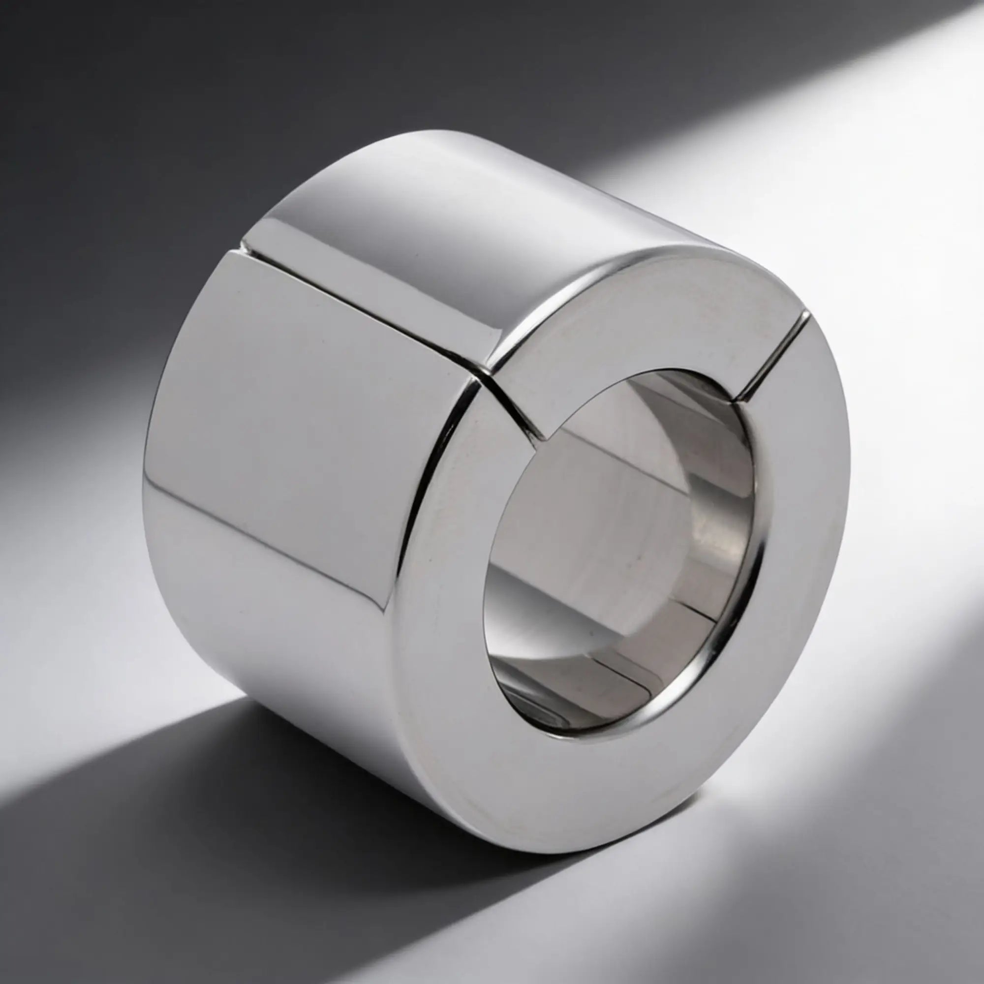 Master Series 30mm magnetic ball stretcher: a smooth, polished silver stainless steel cylindrical ring.