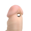 Master Series Magnus Magnetic Orbs: A realistic, skin-toned textured silicone phallus with a polished silver metal orb.