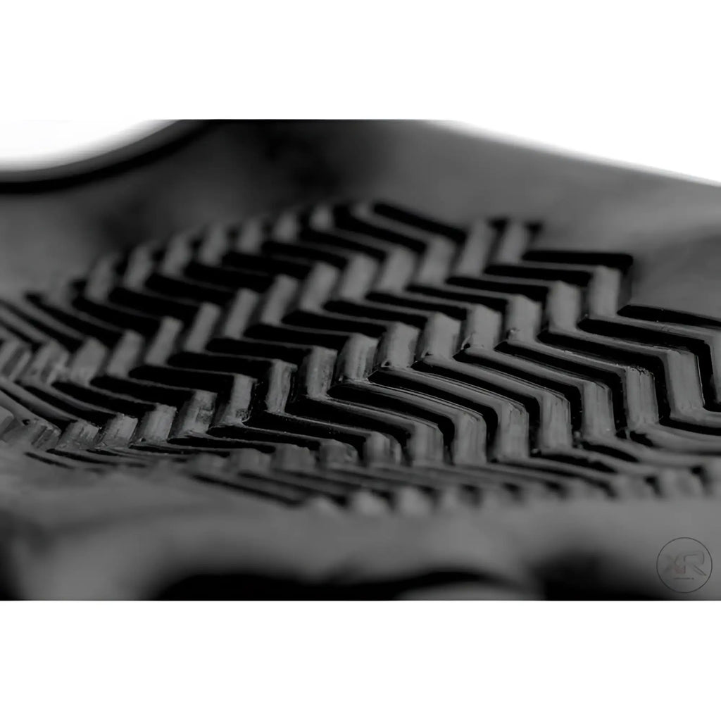Close-up of the black Master Series Pleasure Poker Textured Glove, highlighting its raised, zig-zag chevron pattern.
